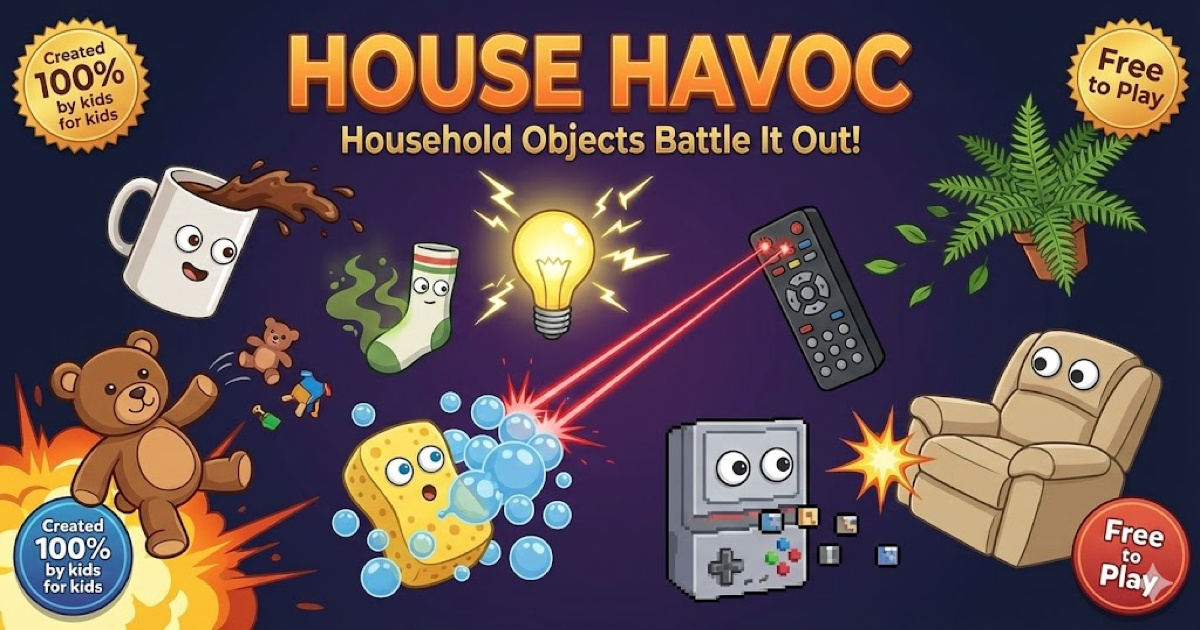 House Havoc gameplay — cartoon household objects battling